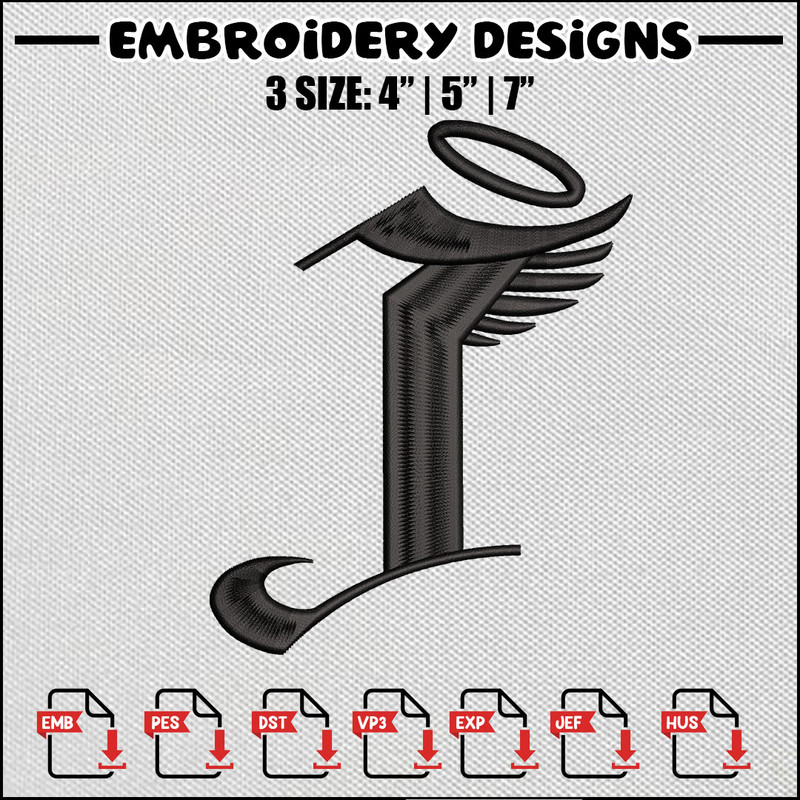 Black angel embroidery design