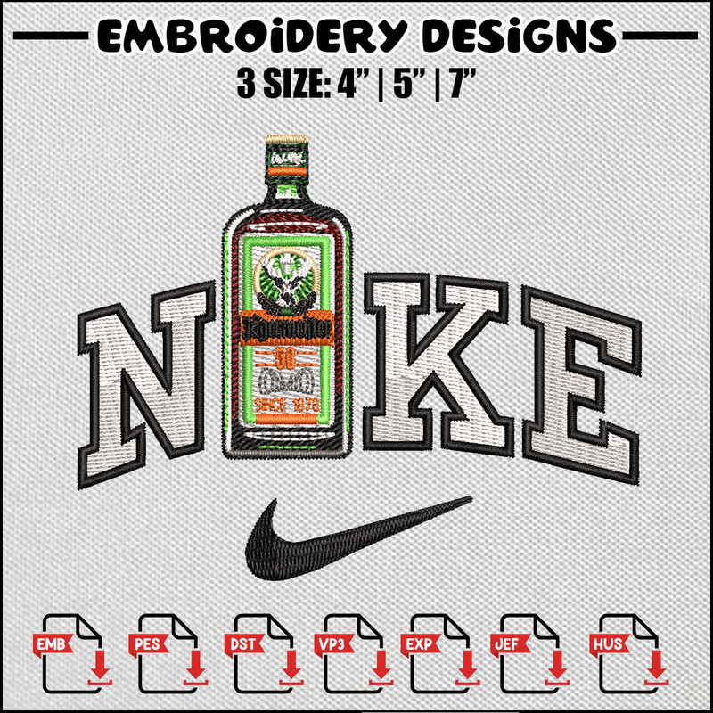 Bottle nike embroidery design