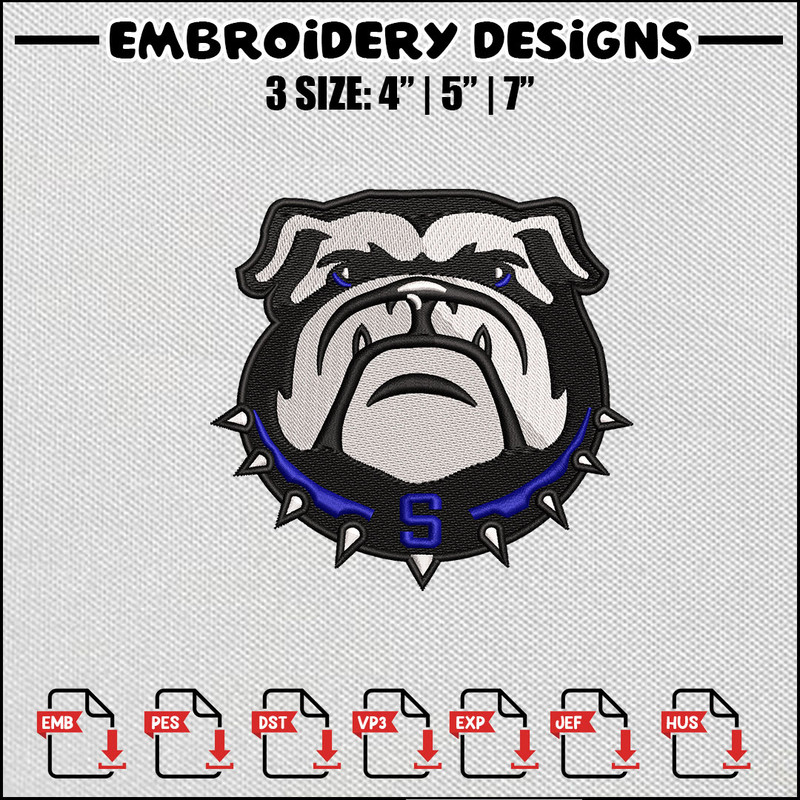 Bull dog embroidery design