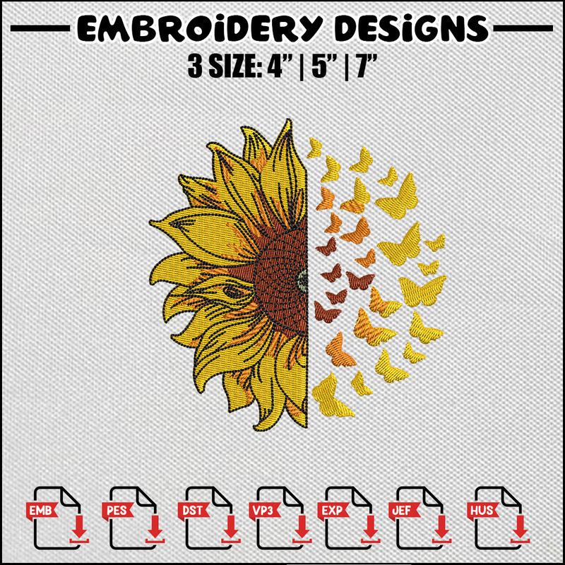 Butterfly flower embroidery design