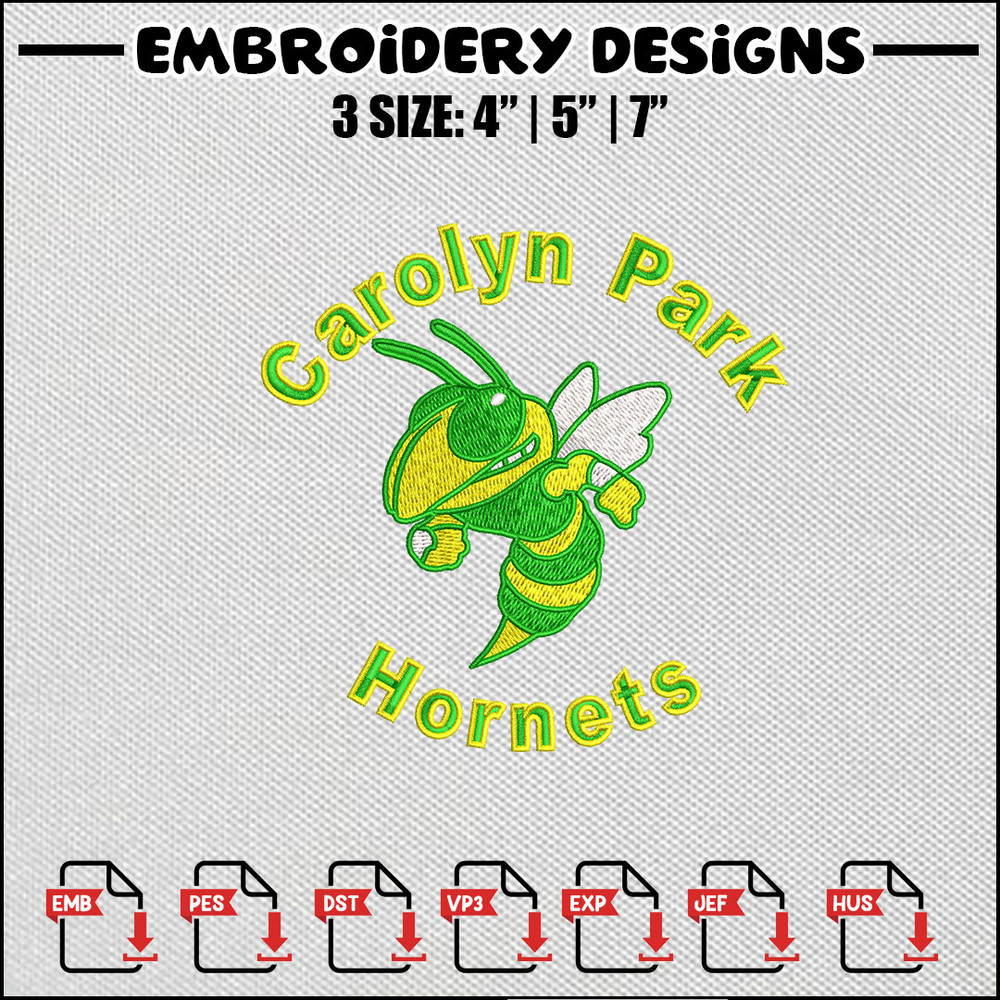 Hornets green embroidery design