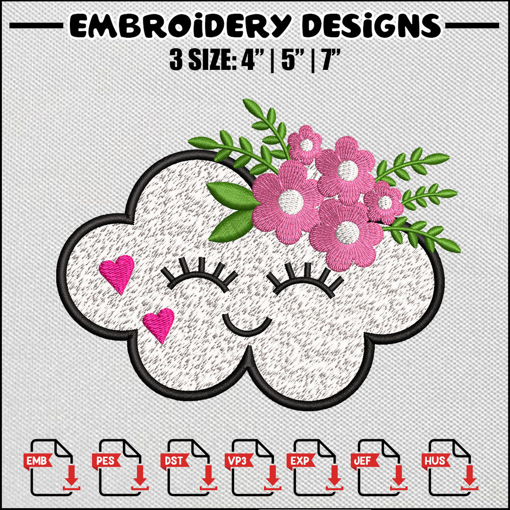Cloud girl embroidery design