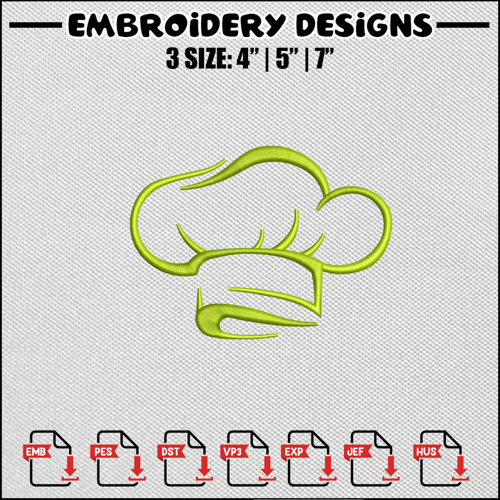 Cooking hat embroidery design