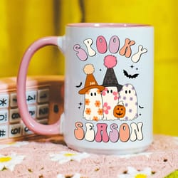 cute ghost halloween mug, halloween fall coffee mug gift for her, spooky seaso, fall birthday gift for her, ghost mug, c