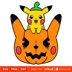 Pikachu Pumpkin Halloween Svg, Pokemon Svg, Halloween Svg, Pika-Boo Svg, Cricut, Silhouette Vector Cut File