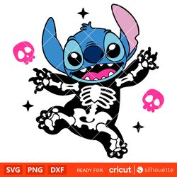Skeleton Stitch Svg, Lilo & Stitch Svg, Halloween Svg, Disney Svg, Cricut, Silhouette Vector Cut File