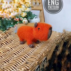 Amigurumi Capybara crochet pattern. Crochet capybara pattern. Stuffed capybara animal pattern. Orange capybara pattern
