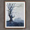 tree-monochrome-blue painting foggy landscape-house in fog - minimalism- gray painting - watercolor painting- 2.jpg