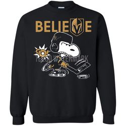 agr believe vegas golden knights go knights go snoopy hockey sweatshirt