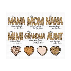 bundle this mama wears her heart on her sleeve png, leopard sunflower mama, leopard mama print shirt, leopard heart clip