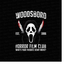 Woodsboro Horror Film Club png, ghost face png, scream png, Favorite Scary movie png, scream png, woodsboro png, horror