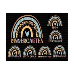 back to school rainbow bundle, hello school bundle, 1st 2nd 3rd grade svg, kindergarten rainbow svg, first day of school