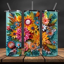 3D Flowers Tumbler Wrap, 3D Floral Sublimation Tumbler Design,Instant Digital Download PNG 17