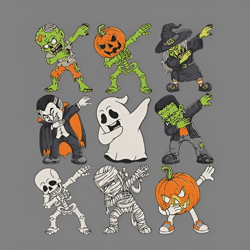 dabbing halloween svg, dabbing halloween skeleton zombie scary pumpkin vampire svg cut file