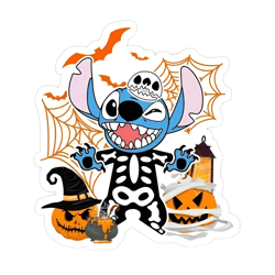 skeleton stitch stickers, lilo & stitch stickers, halloween sticke, disney stickers, cricut, silhouette vector cut file