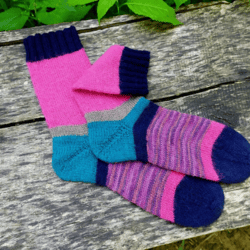 Bright warm handmade womens socks