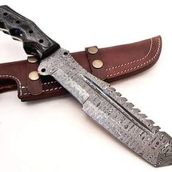 custom handmade damascus steel with wood handle hunting knife best for him