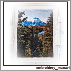 machine embroidery design photo stitch mountains