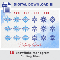 18 Snowflakes - Monogram Split SVG Cutting Files - SVG Cut Files - Big Bundle
