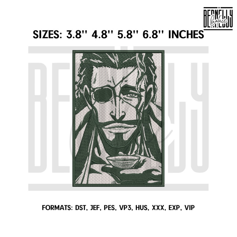 Kyoraku Shunsui Embroidery Design File, Bleach Anime Embroidery Design, Machine Embroidery, Anime Pes Design Brother.png