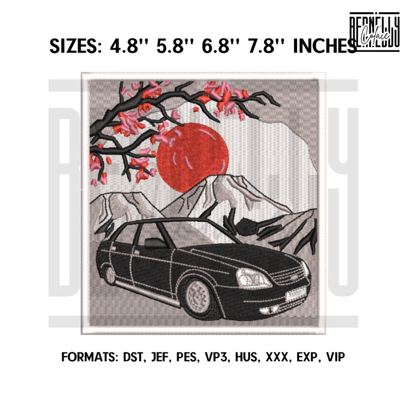 Lada and Sakura Embroidery Design File, Machine Embroidery, Car embroidery pattern, Pes Design Brother, jdm Embroidery.png