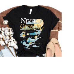 disney peter pan group shot never grow up night portrait tee, disneyland family matching shirt, magic kingdom tee, wdw e
