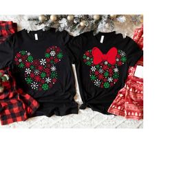 disney mickey and minnie mouse icon holiday snowflakes t-shirt, christmas vibes sweatshirt, disneyland christmas family