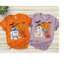 star wars halloween r2-d2 and bb-8 mummy costume shirt, star wars mickey scary balloon halloween tee, star wars disney h