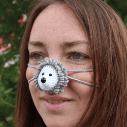 Crochet PATTERN Hedgehog nose warmer. Animal lover gift. Hedgehog mask. Digital Download cute crochet pattern