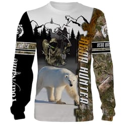 bowhunting polar bear custom name 3d all over print sweatshirt, t-shirt, long sleeves, hoodie &8211 personalized hunting