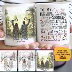 bows deer hunting camo couple mug customized hair skin mug, personalized valentine&8217s day gift