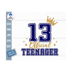 13 official teenager navy blue svg, 13th birthday girl svg, official teenager 13th birthday svg, thirteen years old girl