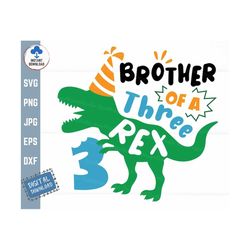brother of a three rex svg, brother three rex birthday, 3 birthday saurus svg, dinosaur birthday brother, t-rex birthday