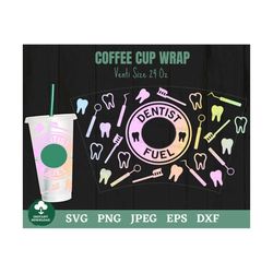 Dentist Fuel Coffee Cup Wrap Svg, Dentist Coffee Cup Svg, Dentist Cup Svg, Dental Fuel Coffee Cup Svg, Dental Cold Cup S
