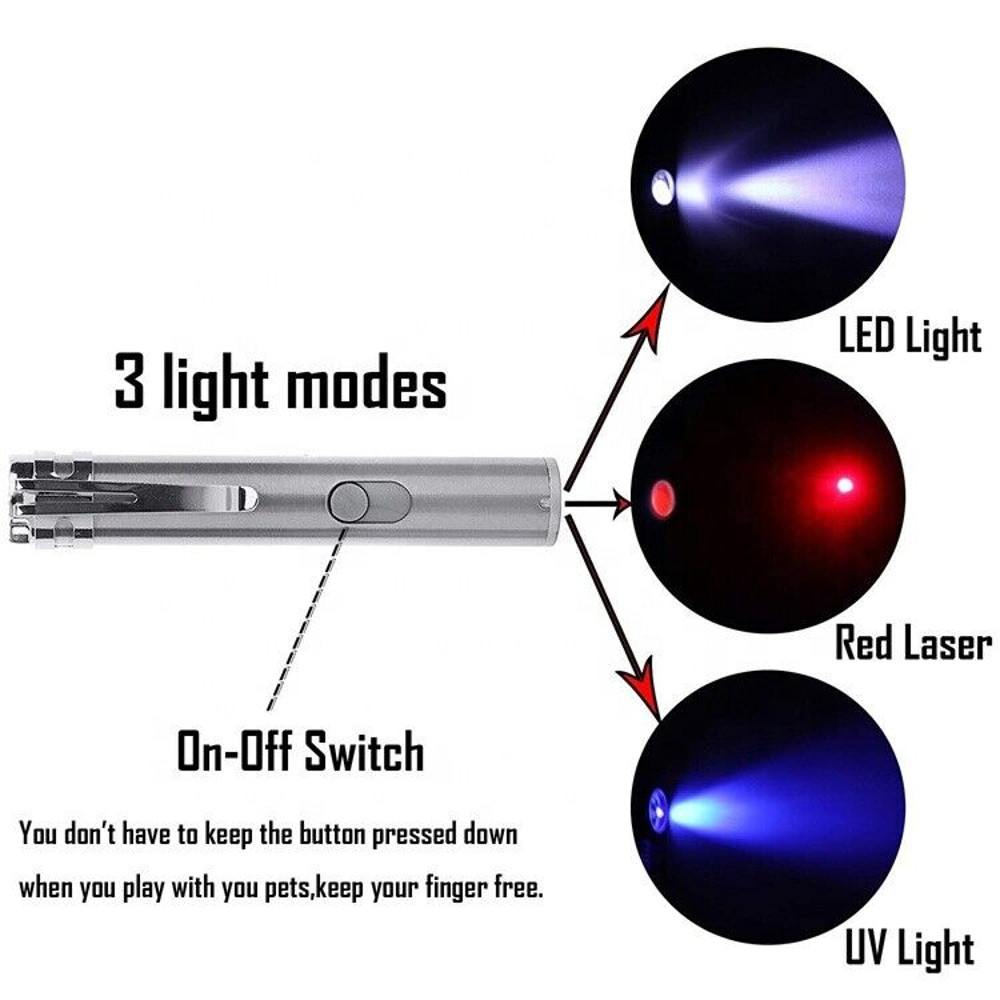 Rechargeable Laser Pointer Cat Toy UV Flashlight 3