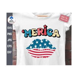 retro 'merica svg, retro america lips svg, 4th of july america lips svg, usa flag lips svg, retro patriotic lips svg, li