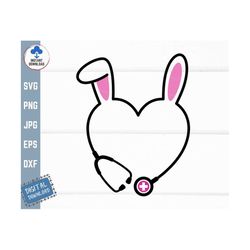 easter heart stethoscope svg, easter bunny heart stethoscope svg, easter stethoscope svg, easter bunny stethoscope svg