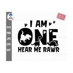 i am one hear me rawr svg, 1st birthday kids svg, first rawr birthday svg, first birthday saurus svg, dinosaur birthday