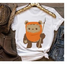 star wars wicket ewok chibi kawaii cute graphic t-shirt, disneyland family matching shirt, magic kingdom, wdw epcot them