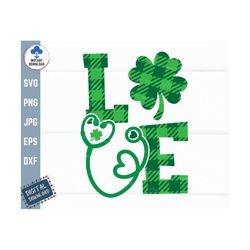 green plaid love nurse svg, shamrock stethoscope svg, nursing student shirt svg, nurse st patricks day svg, st patricks
