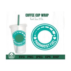 pharmacist fuel coffee cup ring svg, medical coffee cup svg, pharmacy tech coffee cup svg, pharm grad gift coffee cup sv