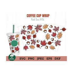 Fall Coffee Cup Wrap Svg, Autumn Coffee Cup Wrap Svg, Fall Season Coffee CupSvg, Autumn Leaves Coffee Cup Wrap Svg