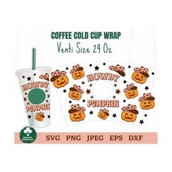 Howdy Pumpkin Coffee Cup Wrap Svg, Country Pumpkin Coffee Cup Svg, Cowgirl Halloween Fall Coffee Cup Svg, Cowgirl Coffee