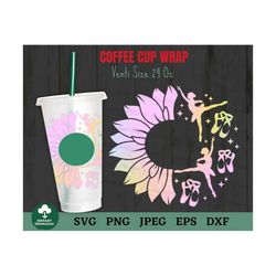 dance sunflower coffee cup wrap svg, dancer teacher coffee cup svg, dance fuel cup svg, diy dancer coffee cup svg, sunfl