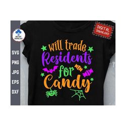 will trade residents for candy svg, will trade residents svg, funny halloween shirt svg, nursing home halloween svg, res