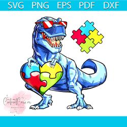 puzzle piece autism awareness dinosaur svg