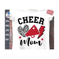 Cheer Mom Leopard Print Heart Svg, Proud Cheer Mom Svg, Cheerleading Mom Svg, Football Leopard Cheer Mom Svg, Megaphone