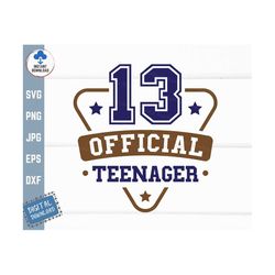 13 official teenager svg, 13th birthday svg, official teenager 13th birthday svg, thirteen years old svg, teenager boy s