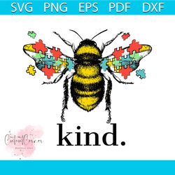 autism awareness bee kind puzzle pieces svg, autism svg
