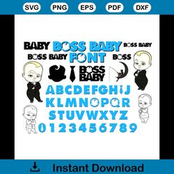 Boss Baby Alphabet Svg, Font Svg, Boss Baby Svg, Baby Svg, Tie Svg, Boss Svg, Alphabet Svg, Number Svg, Childrens Gift S